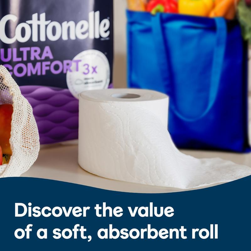 Cottonelle Ultra Comfort Toilet Paper, Soft Tissue, 12 Mega Rolls - Perfect for Your Home - Wipes