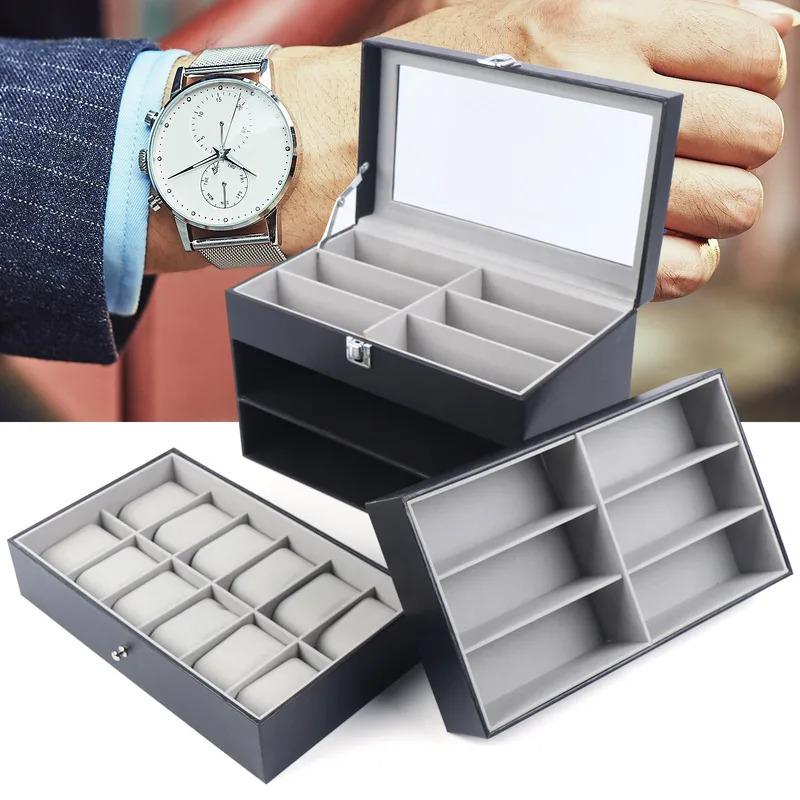 9 15 24 Grid Jewelry Collection Storage Holder Box Leather Watch Glasses Display Case Sunglasses Storage Holder