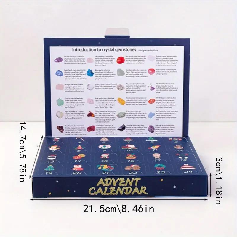 Advent Calendar with 24 Natural Crystal Gemstones, 1 Box 24 Days DIY Surprise Gift, Party Gift for Friends for Christmas