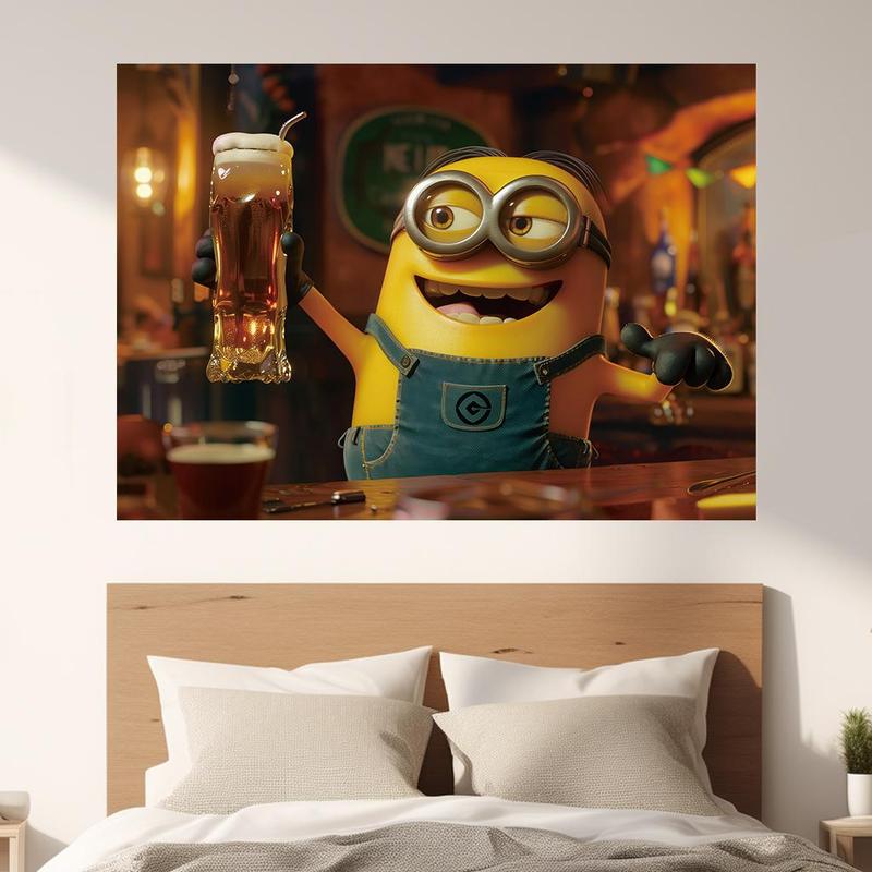 Cartoon Minion Pattern Wall Background Cloth, Cute Cartoon Pattern Wall Decor, Wall Art for Home Living Room Bedroom, Home Decor