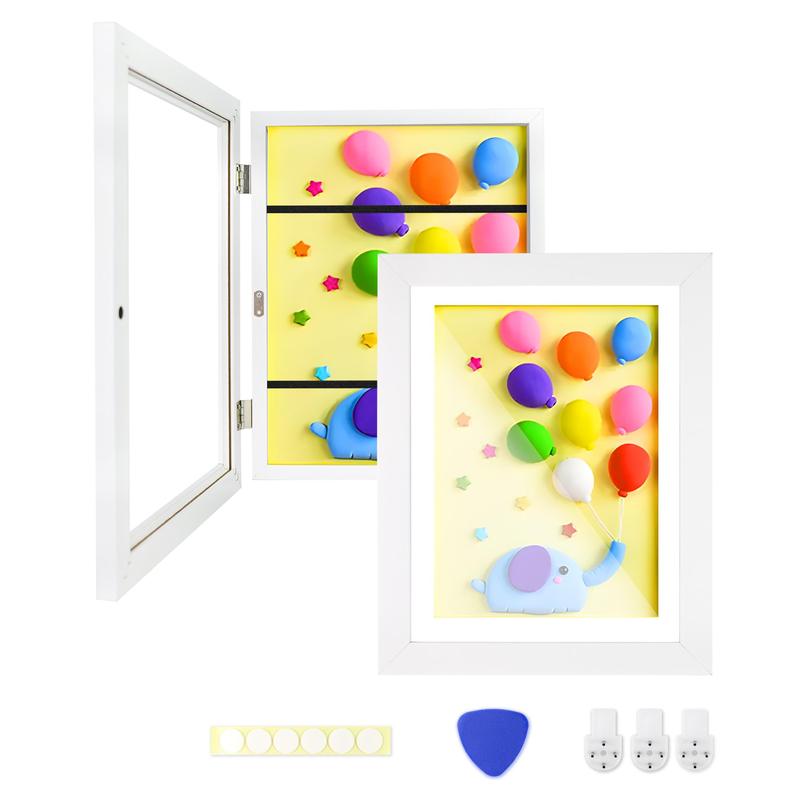 Kids Artwork Frames - Changeable,3-Pack 8.5x11. Front Loading. White. Holds 180 Pcs. For Drawings, Crafts, Diplomas