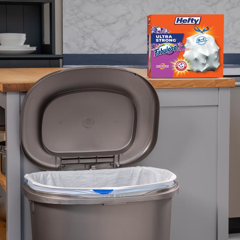 Hefty Ultra Strong 13 gallon Trash Bags, Tall Kitchen Trash Bags, White, Fabuloso Scent, 120 Bags