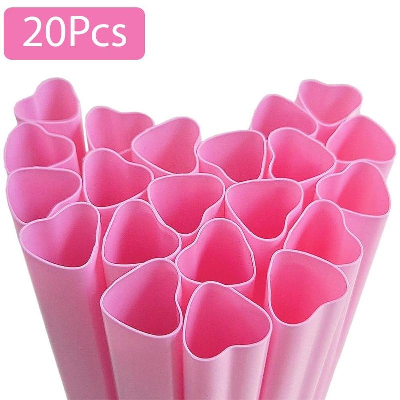 Heart Shaped Disposable Straw, 20pcs Biodegradable Drinking Straw, Party Decoration Supplies for Home Kitchen Wedding Birthday