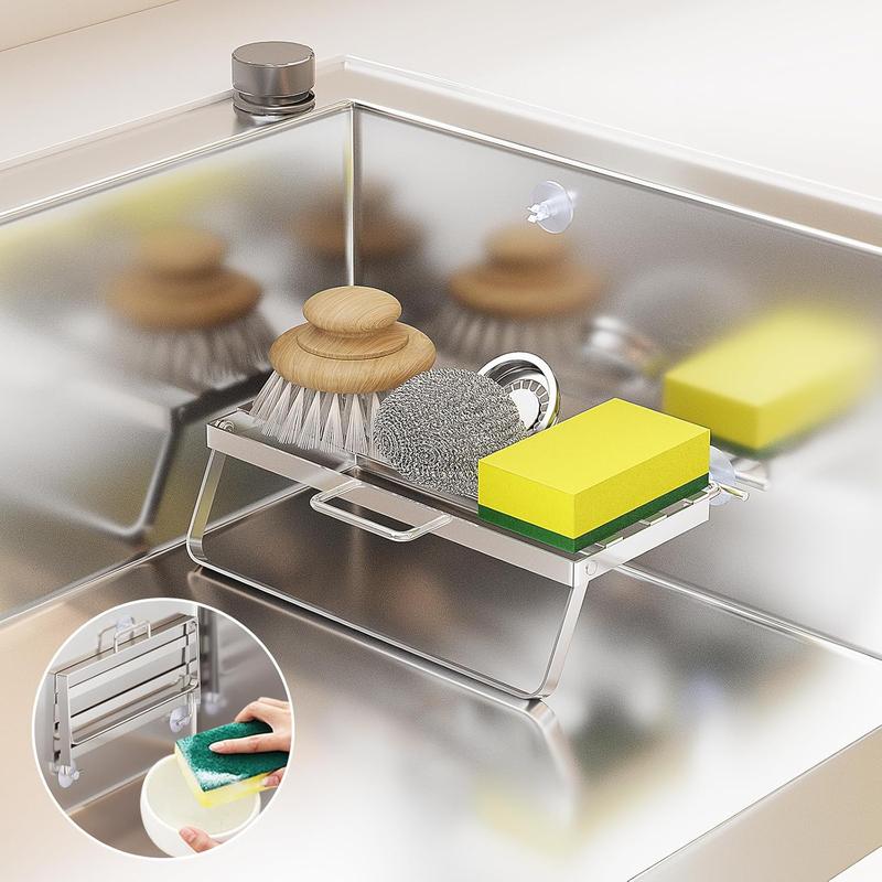 1 Pc 304 Stainless Steel Foldable Drying Holder for Inside Kitchen Sink Organizer for Storage Sponge, Brushes Drying Rack Small Dish Drainer 7.8