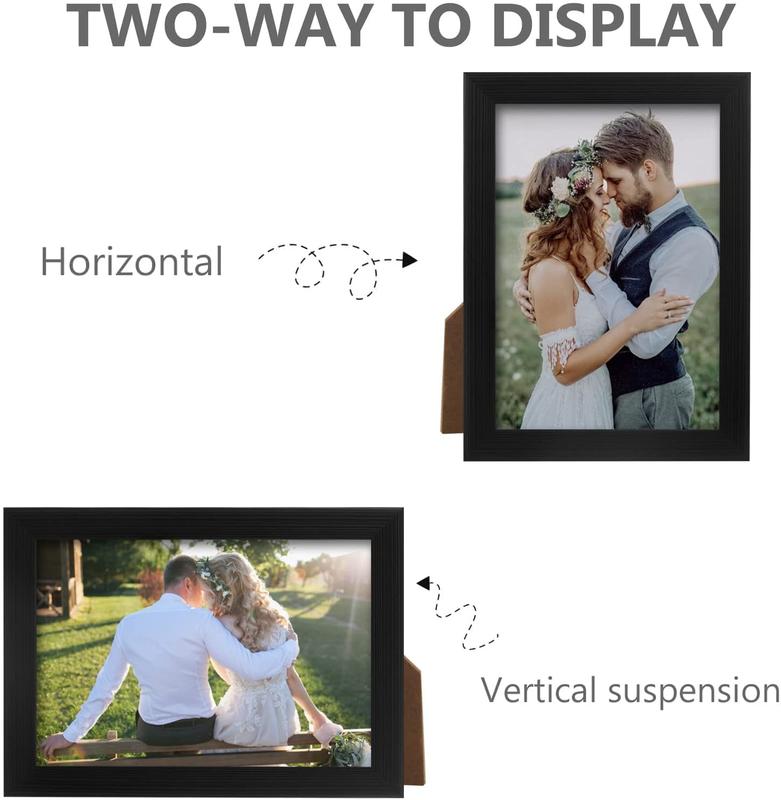 2-pack 5x7 picture frames, black picture frames for wall and tabletop display, durable plastic picture frames with clear plexiglass,