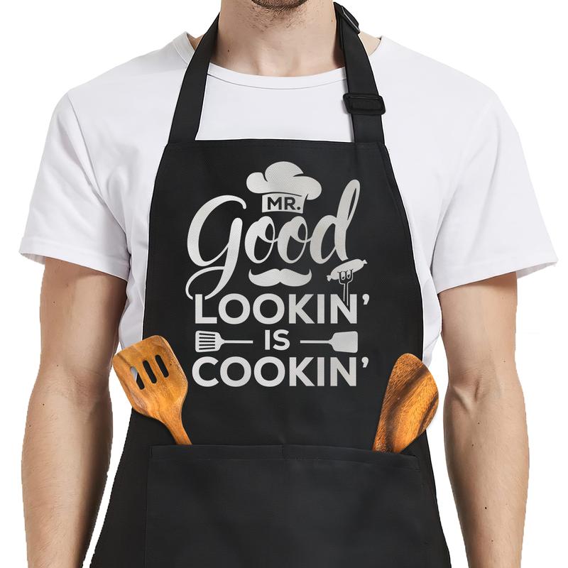 SANDJEST Funny Apron for Men BBQ Kitchen Cooking Aprons Mens Aprons with Pockets for Birthday Christmas Aprons Gifts for Dad Grandpa Boyfriend Husband