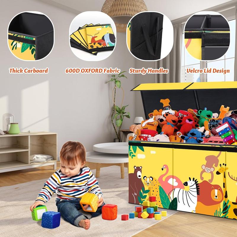 Extra Large Toy Box for Boys, Large Toy Chest for Kids, Collapsible Sturdy Storage Bins with Lids, Large Toy Box Chest Storage Organizer for Kids,Girls, Nursery Room, Playroom, 40.6