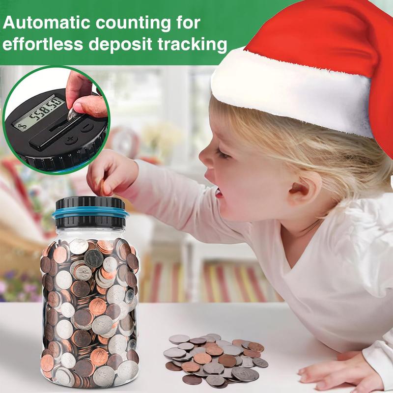 LCD Display Coin Bank，Large Capacity Savings Jar，Battery-Free，Adjustable Amount & Lock，Creative Coin Storage Box | Room Decor & Gifts