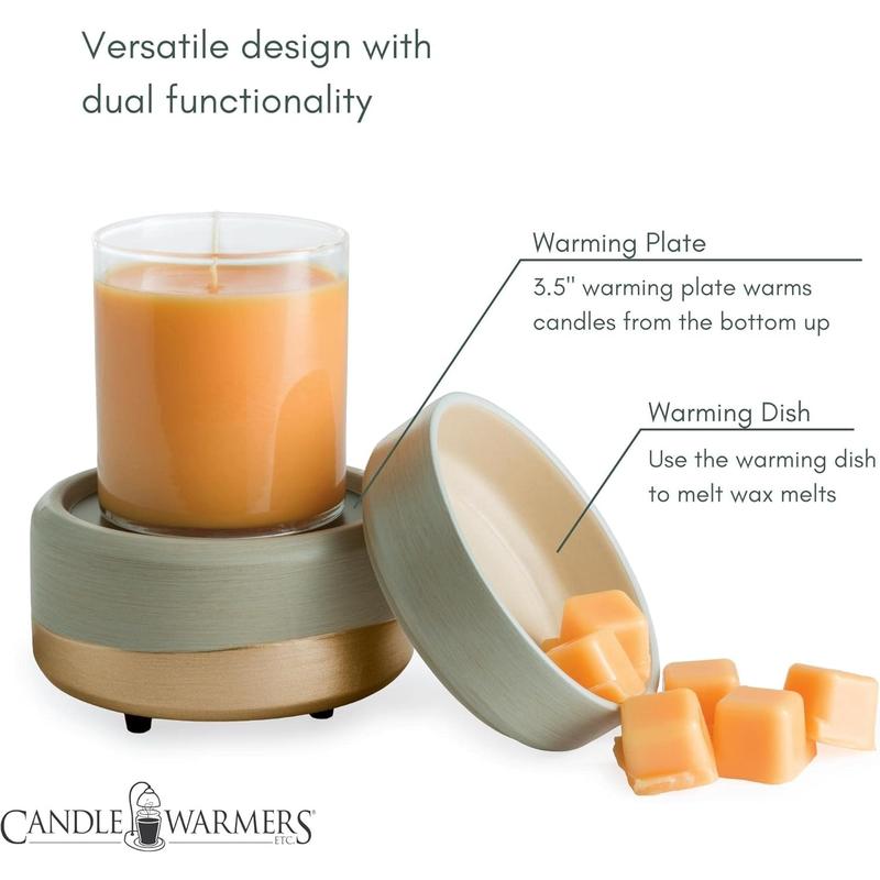 ETC 2-in-1 Candle and Fragrance Warmer for Warming Scented Candles or Wax Melts and Tarts with to Freshen Room, Midas