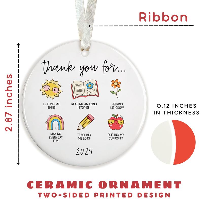 Teacher Gifts - Teacher Christmas Ornament - Teacher Gifts for Women, Teacher Appreciation Gifts - Teacher Gifts for Christmas - Teacher Ornaments for Christmas Tree - Ceramic Christmas Ornament