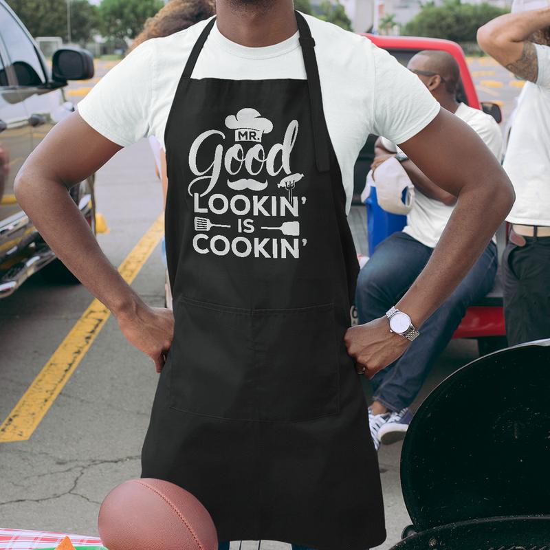 SANDJEST Funny Apron for Men BBQ Kitchen Cooking Aprons Mens Aprons with Pockets for Birthday Christmas Aprons Gifts for Dad Grandpa Boyfriend Husband