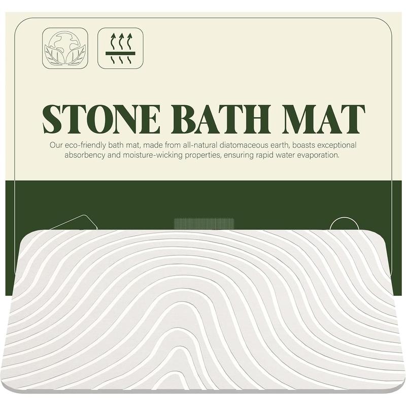 Stone Bath Mat, Diatomaceous Earth Bath Mat Bathmat, Non Slip Super Absorbent Quick Drying Diatomite Stone Bath Shower Mat for Bathroom, 23