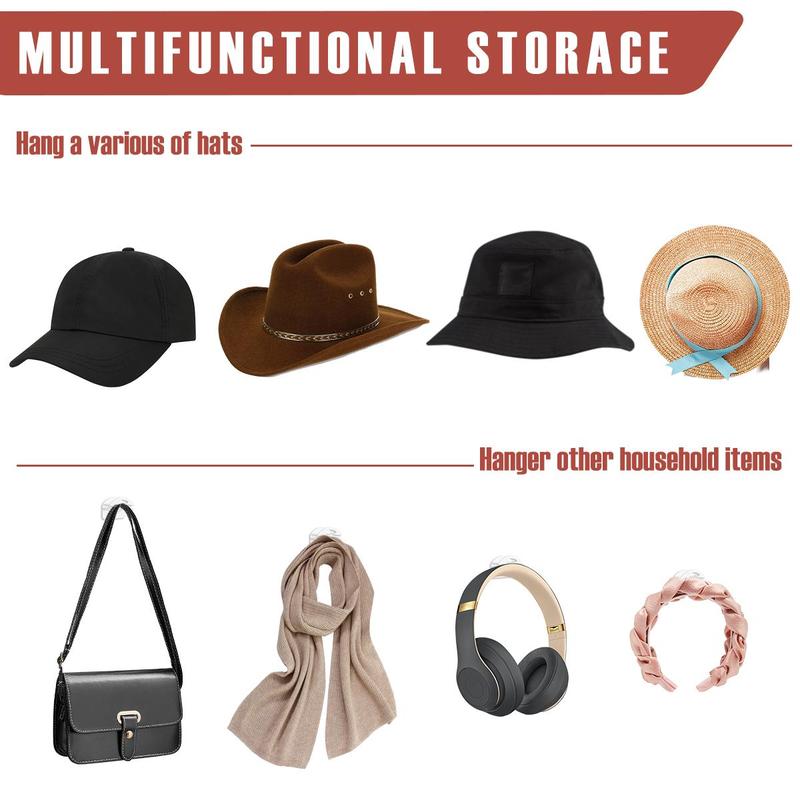 Baseball Cap Hook without Cap, Self-adhesive Hat Hook, Multifunctional Hat Storage Hook, Hat Rack for Home, Wardrobe, Clothes Store, Clothing Store