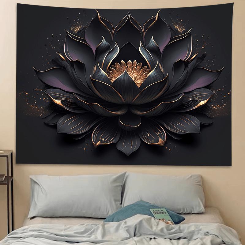 Black Lotus Tapestry, Black Tapestry For Bedroom Polyester Decoration For Bedroom Home Party Indoor And Outdoor Perfect Festival Gifts For Yourself And Your Friends