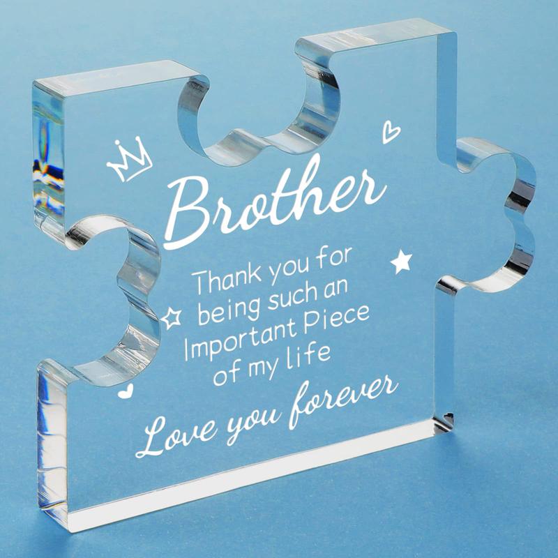 Gifts for Men Boys Acrylic Puzzle Plaque - Birthday Gifts for Brother 3.35 x 2.76 Inch Desk Decorations - Brother Son Nephew Grandson Fathers Day Graduation Gifts from Sister Brother Dad Lightweight