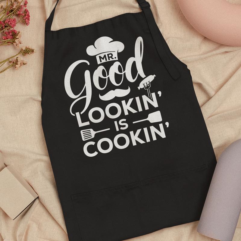 SANDJEST Funny Apron for Men BBQ Kitchen Cooking Aprons Mens Aprons with Pockets for Birthday Christmas Aprons Gifts for Dad Grandpa Boyfriend Husband