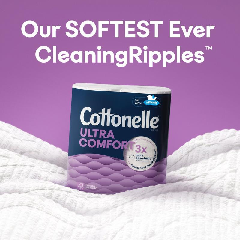 Cottonelle Ultra Comfort Toilet Paper, Soft Tissue, 12 Mega Rolls - Perfect for Your Home - Wipes