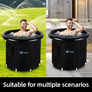 30'' Extra Large Ice Bath Tub for Athletes with lid,phone pocket: 120 Gallons Cold Plunge Pool Outdoor, Portable Ice Pod for Adults, Inflatable Ice Tub Barrel Cold Therapy Freestanding Bath ice bath