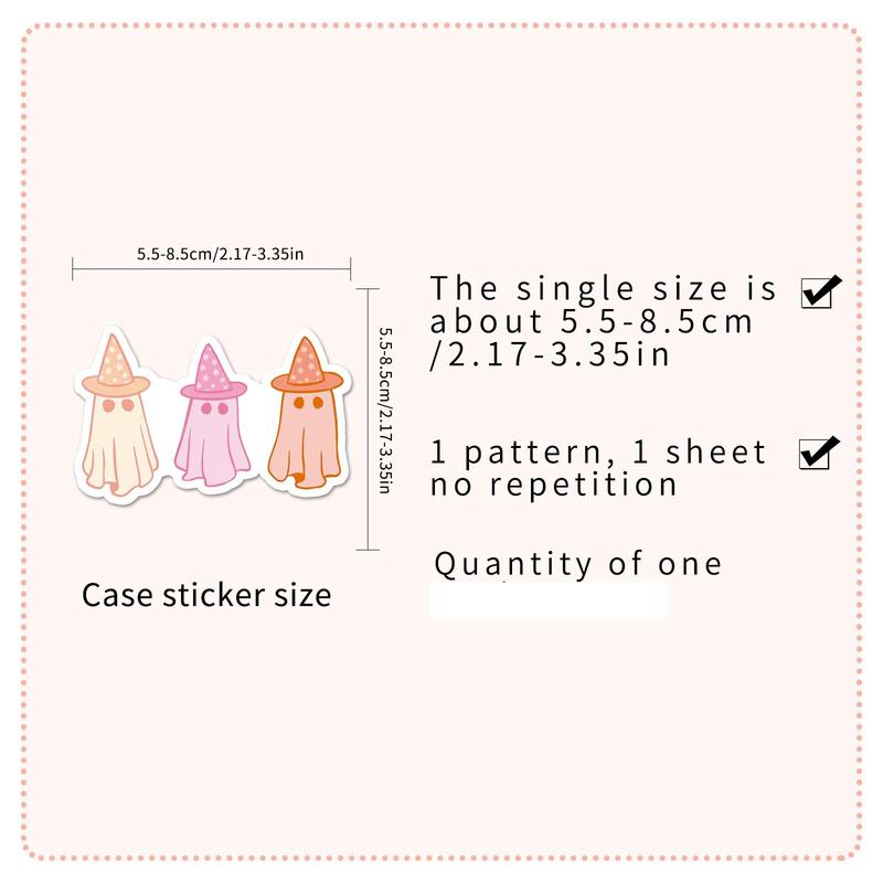 Ghost Pattern   Sticker, 50pcs set Waterproof Self Adhesive Decor Paper, Decor Sticker for Gift Greeting Card Water Bottle Laptop Phone