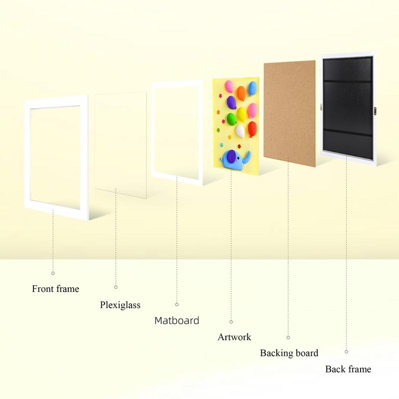 Kids Artwork Frames - Changeable,3-Pack 8.5x11. Front Loading. White. Holds 180 Pcs. For Drawings, Crafts, Diplomas