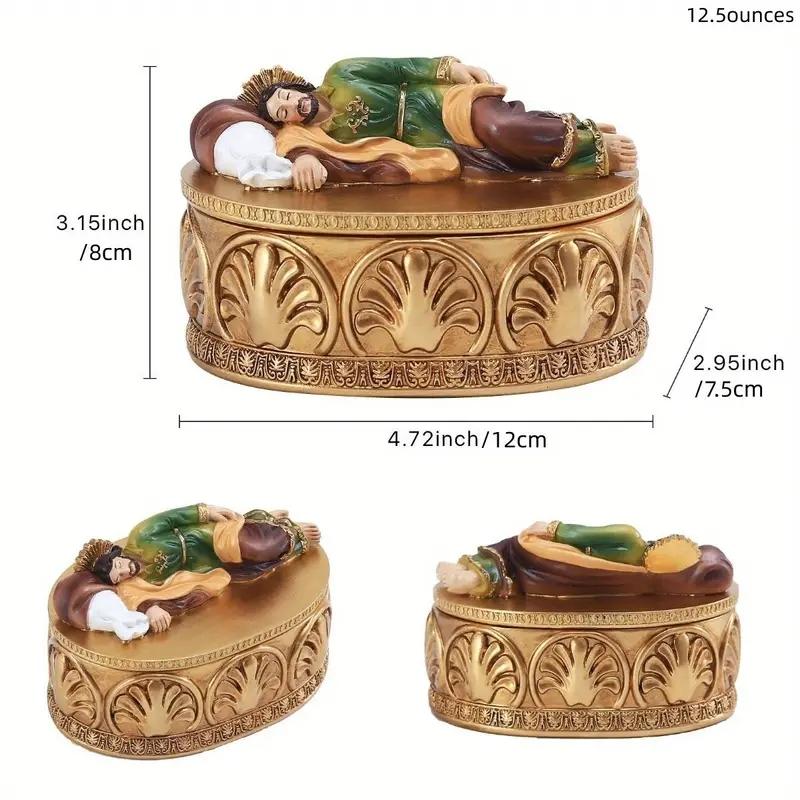 Religious Christian Sleeping Saint Joseph Figurine Jewelry Box Resin Icon Home Ornaments Catholic Sacred Decoration Gifts