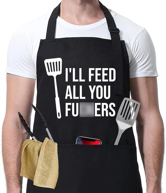 Funny Cooking Aprons for Men Women - Dad Gifts, Funny Gifts for Men Mom - Fathers Christmas, Birthday Gifts for Dad Step Dad Brother Boyfriend Husband - Cool BBQ Grilling Chef Apron for Men