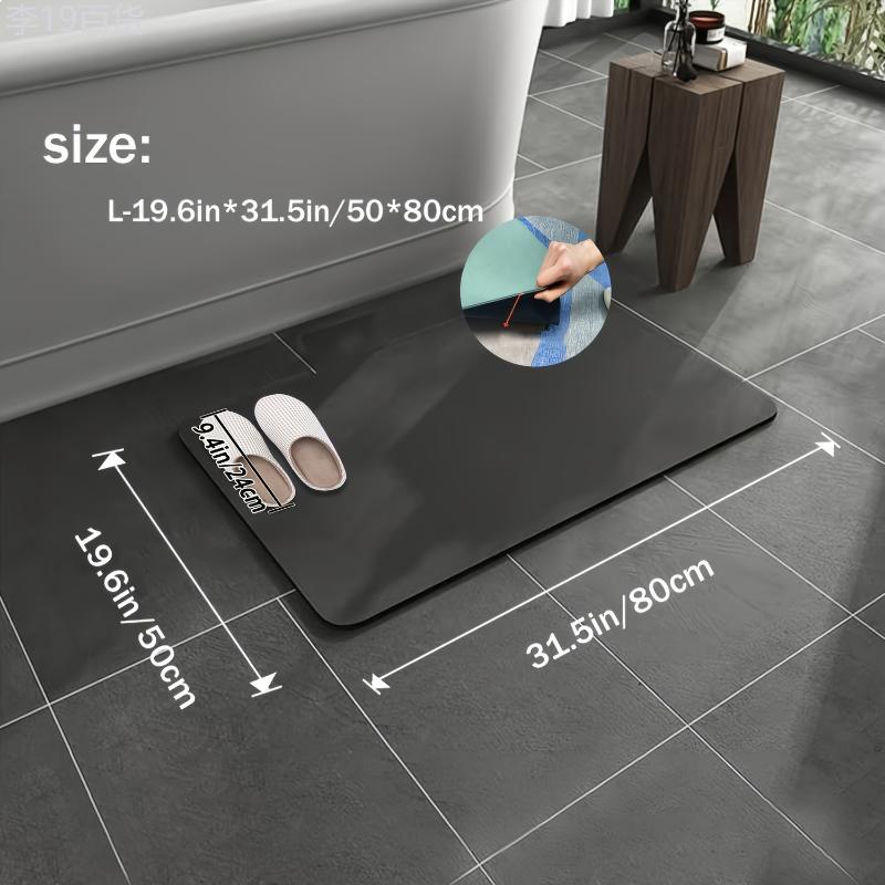 1pc Non-Slip Diatomaceous Earth Bath Mat, Ultra-Absorbent & Quick-Dry Soft Shower Floor Pad, Machine-Wash Safe, Toilet & Bedroom Mat, Home Bathroom Carpet, Kitchen & Laundry Room Rug, Shower Accessories - Unscented, No-Power Use, Battery-Fr