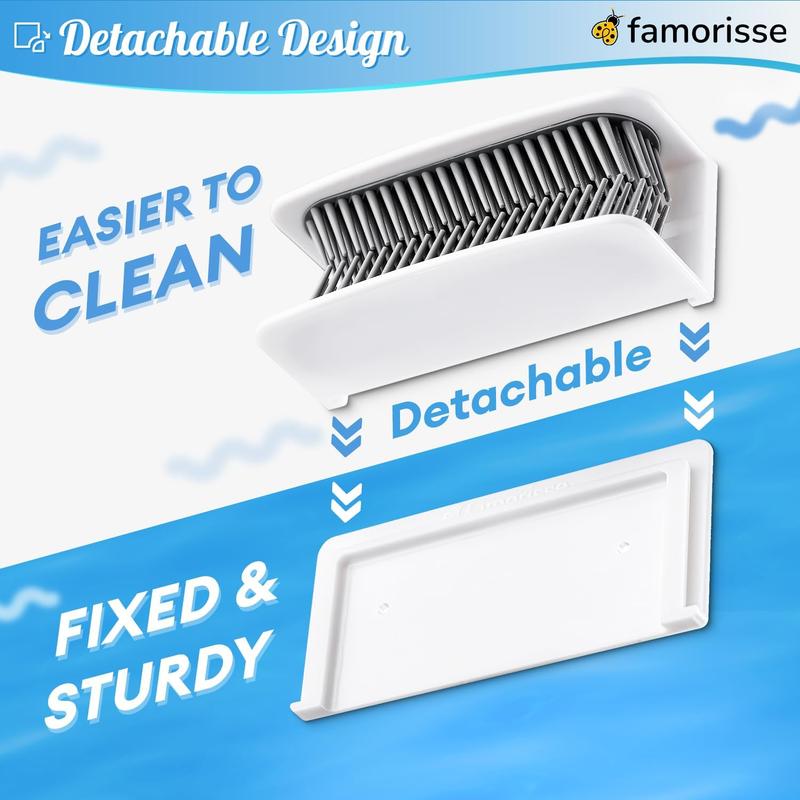 Large Shower Wall Hair Catcher, White Drain Hair Catcher with Silicone Bristle, Hair Trapper, Shower Drain Collector, Hair Grabber, Hair Tub Porcupine, Hair Drain Catcher, Bathtub Protector FAMORISSE