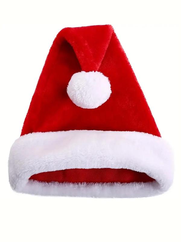 Santa Claus Hat, Pom Pom Decor Christmas Hat, Unisex Christmas Hat for Women & Men, Fashion Accessories for Party, Daily Clothing Decor