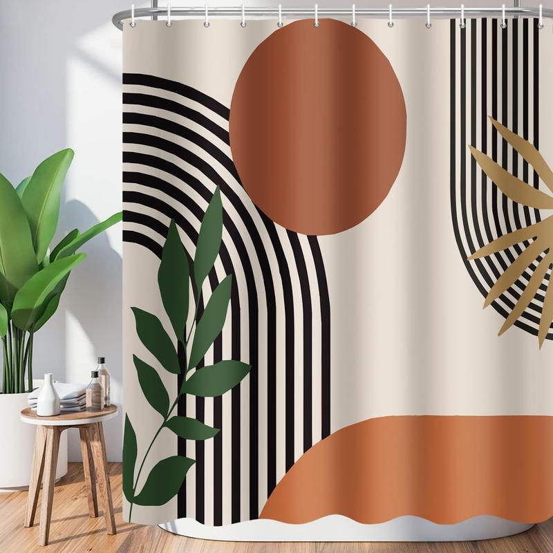 Boho Shower Curtain for Bathroom Mid Century Modern Bohemian Abstract Geometric Fabric Waterproof Bathroom Shower Curtains Set 72x72 Inch