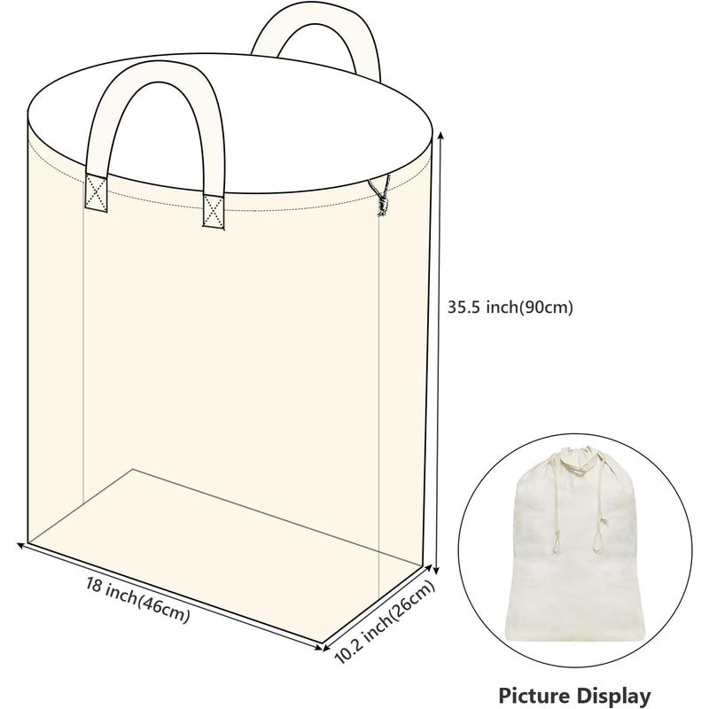 2 Count Canvas Laundry Bags with Carrying Handles & Drawstring Closure, Machine-washable Laundry Lining Bags for Laundry Hamper or Baskets Accessories