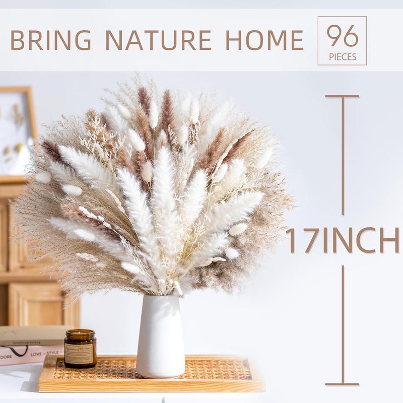 96PCS Natural Dried Pampas Grass Bouquet for Wedding Floral Arrangements Decor Decorative