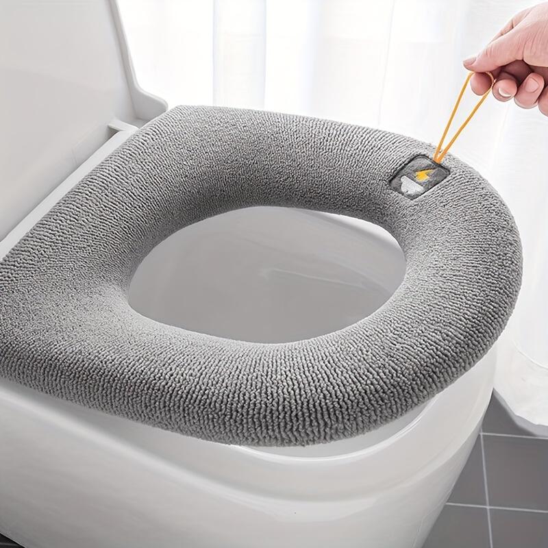 Cozy & Washable Toilet Seat Cover - Soft, Thick Spandex Cushion Mat for Winter Comfort - Fits Most Toilets - Available in Gray, Light Purple, Yellow, Purple, Blue, Christmas Halloween Gift Decoration