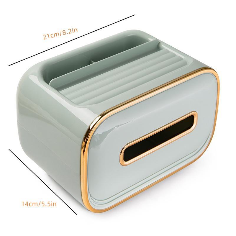 Desktop Tissue Storage Box, 1 Count Multi-functional Remote Control Sundries Storage Box, Home Organizer for Living Room Bedroom Bathroom