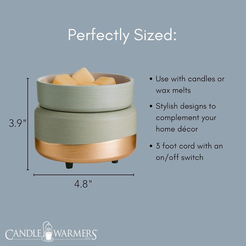 ETC 2-in-1 Candle and Fragrance Warmer for Warming Scented Candles or Wax Melts and Tarts with to Freshen Room, Midas