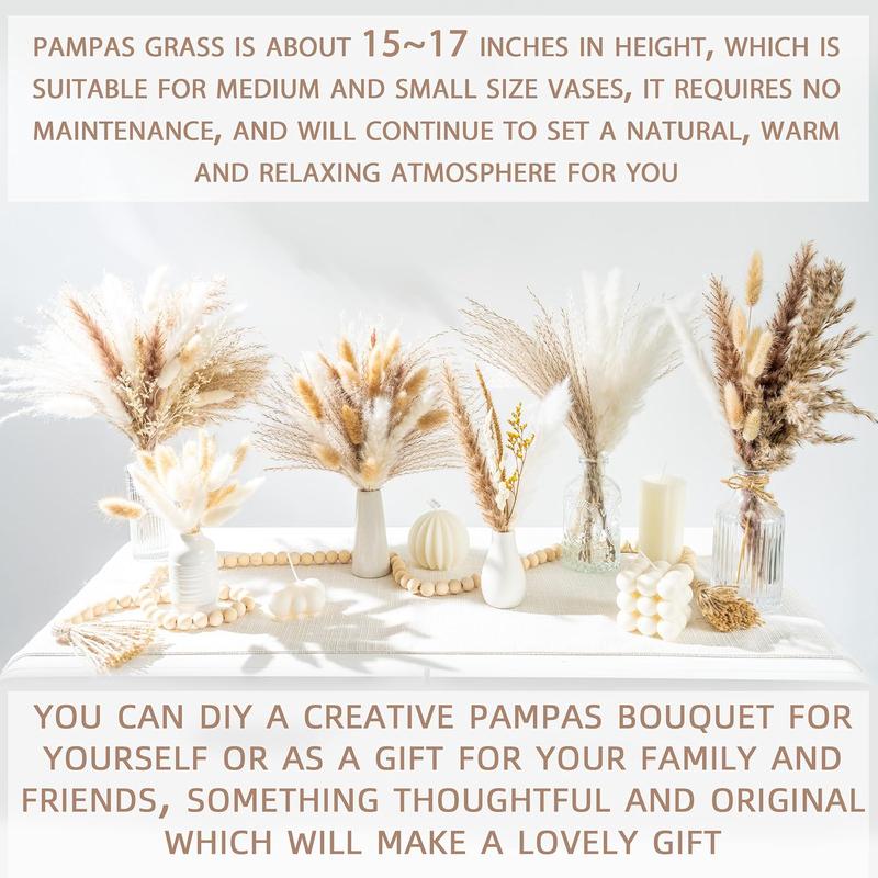 96PCS Natural Dried Pampas Grass Bouquet for Wedding Floral Arrangements Decor Decorative