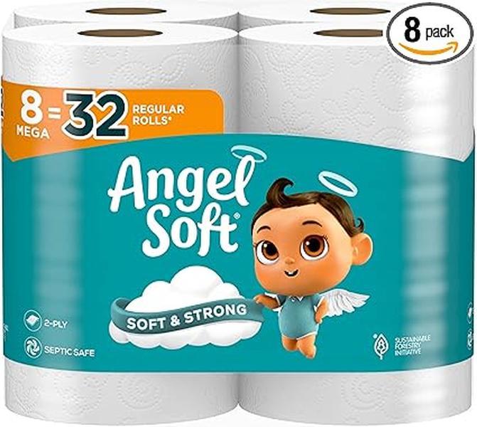 Toilet Paper, 8 Mega Rolls = 32 Regular Rolls, Soft & Strong Toilet Paper Pack Tissue Pack Tissue