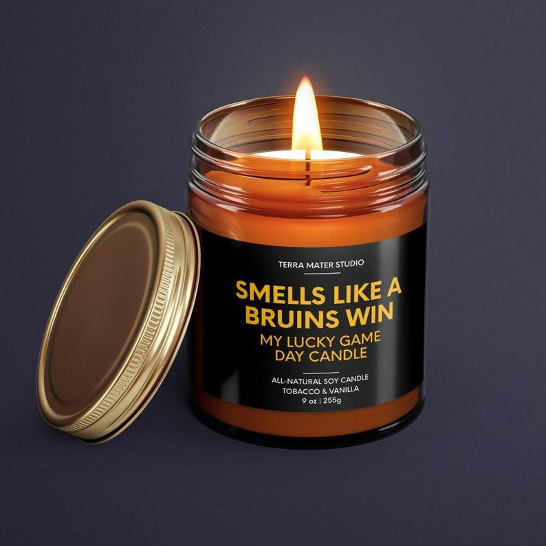 (BLACK LID) 2024 Christmas Gift, Smells Like A Bruins Win Candle | Boston Lucky Game Day Candle | Soy Wax Candle | Bruins Fan Gift | Boston Sport Themed Candle