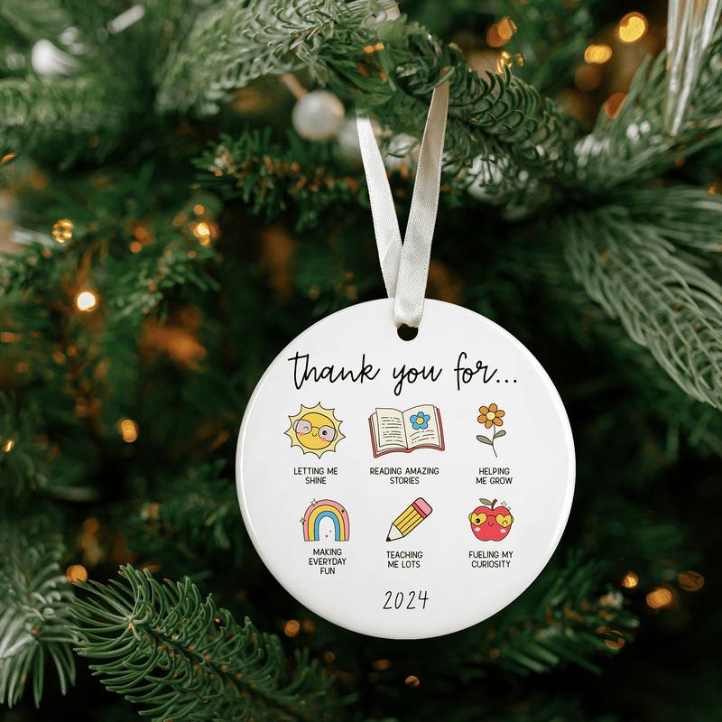 Teacher Gifts - Teacher Christmas Ornament - Teacher Gifts for Women, Teacher Appreciation Gifts - Teacher Gifts for Christmas - Teacher Ornaments for Christmas Tree - Ceramic Christmas Ornament