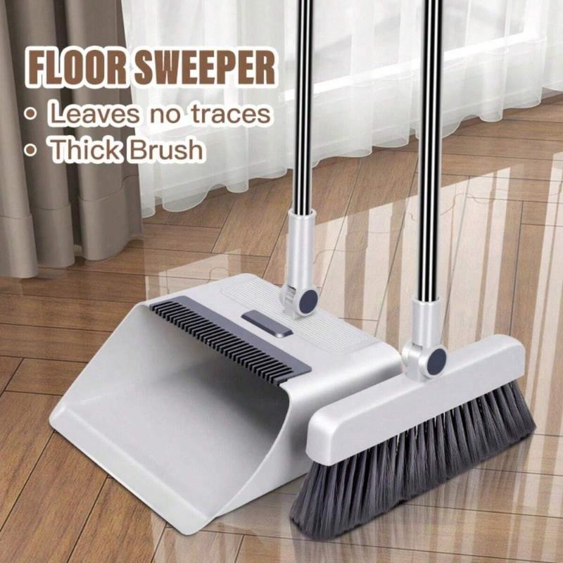 3 In 1 Household Cleaning Set - Thickened Sweeping Broom, Scrub Brush, And Dustpan With Long Handle - Non-Stick Hair Floor Cleaning Tool For Home, Office, School, And Dorm - Easy Cleaning Supplies And Gadgets