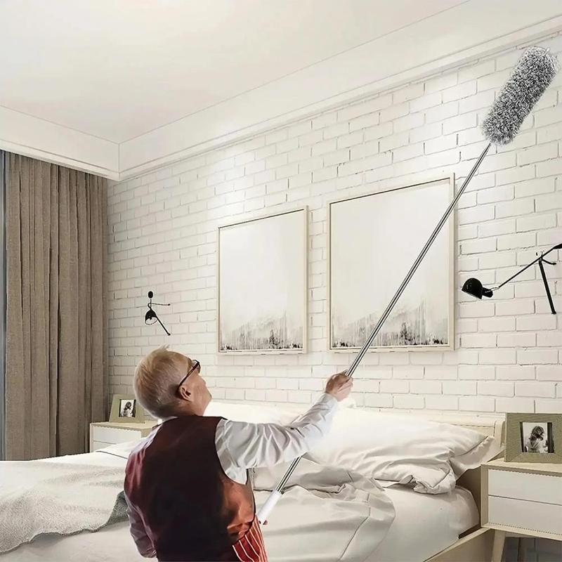 Christmas Microfiber Feather Extendable Duster with 100inch Pole, Bendable Long Handle Dusters, Cleaning Tool for Ceiling Fan, High Ceilings, Blinds, Summer for Gift