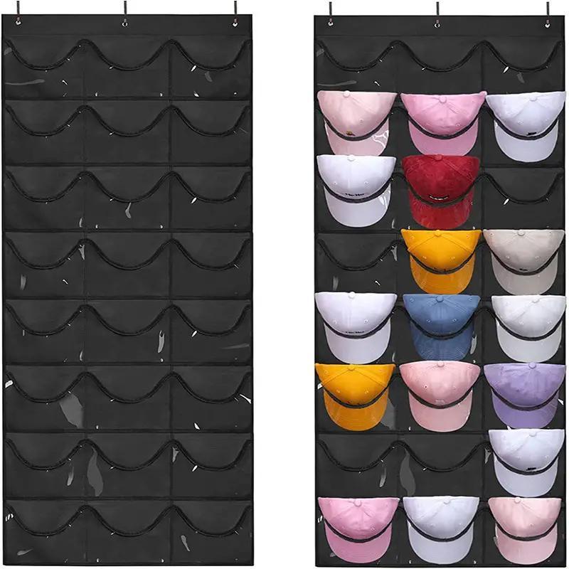 24 Grid Hat Hanging Storage Bag, 1 Count Punch Free Multi Grid Hat Storage Rack, Hat Storage Organizer for Home Bedroom Wardrobe