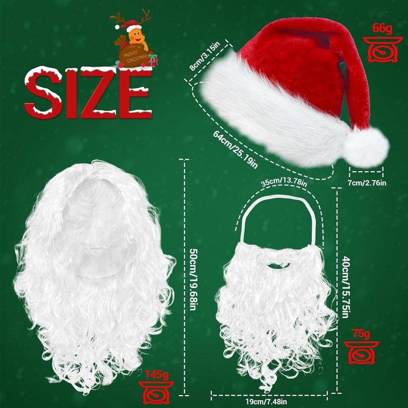 Santa Hats and Beard for Adults Christmas Costume Decorations Xmas Hats Santa Beard Mask Face Cover for Men Women