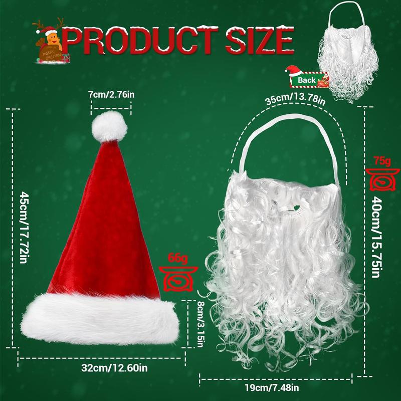 Santa Hats and Beard for Adults Christmas Costume Decorations Xmas Hats Santa Beard Mask Face Cover for Men Women