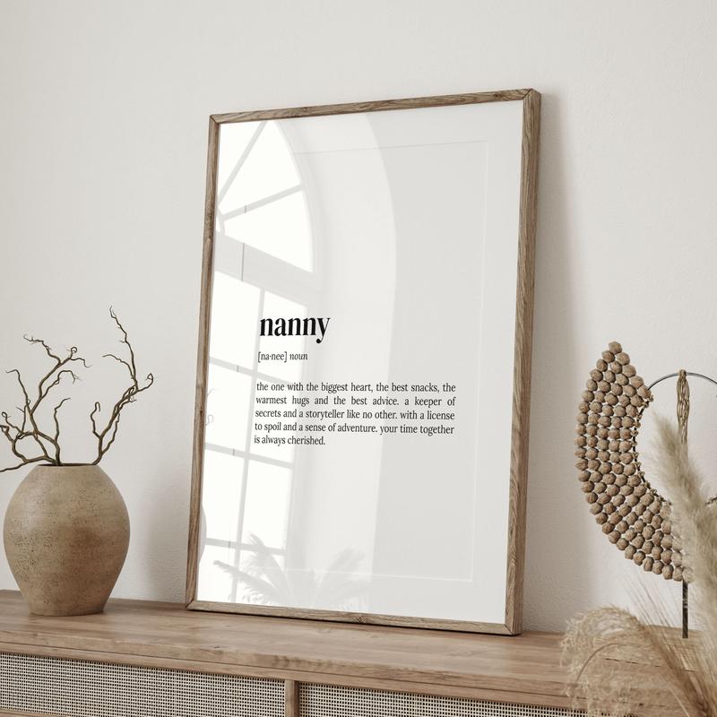 Nanny Definition Print, Dictionary Poster, Quote Wall Art, Nanny Definition Art, Nanny Gift Idea, Gift For Nanny, Gift For Women Poster Prints No Framed, Gifts For , Wall Decor, Wall Art Home Decor, Big Wall Art