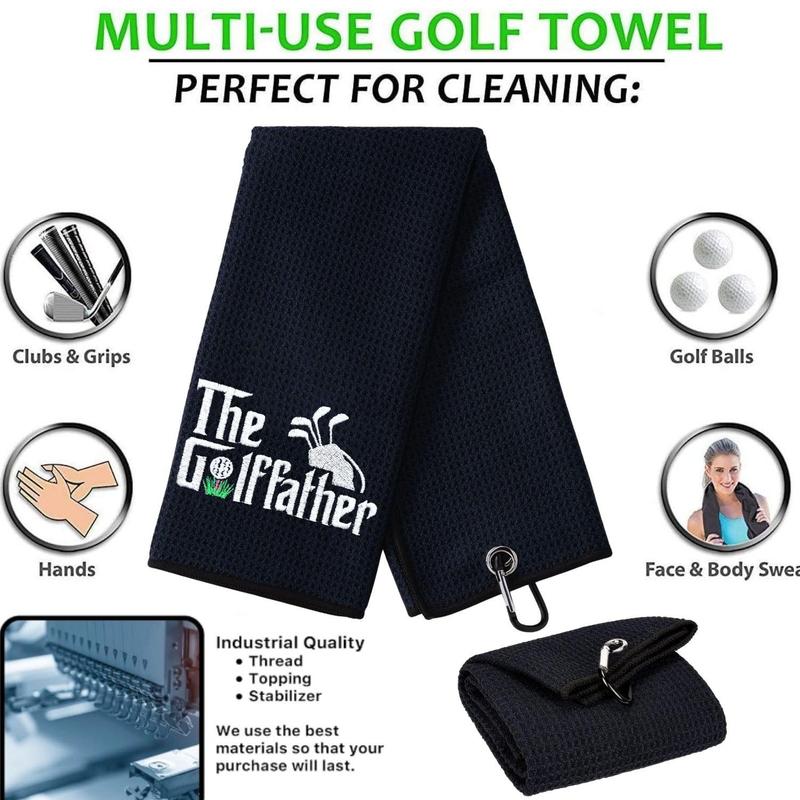 Funny Dad Golf Towel, Waffle Pattern Golf Towel with Carabiner Clip, Golf Accessories for Men, Dad, Boyfriend, Coworker