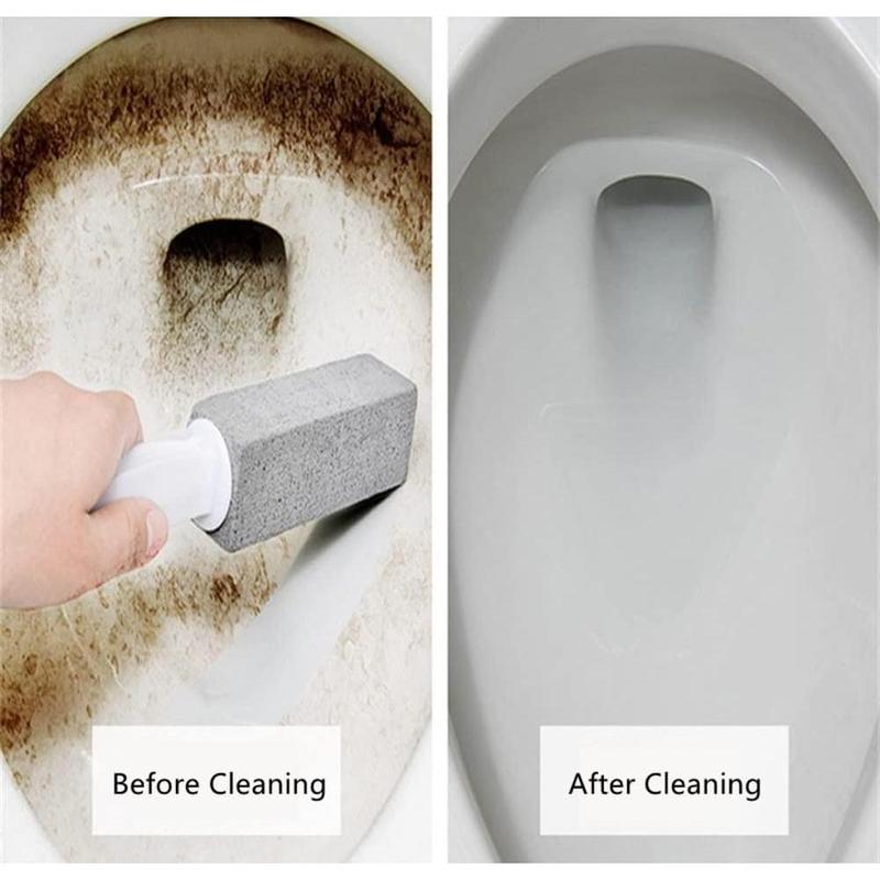 Pumice Cleaning Stone with Handle Toilet Bowl Cleaner Hard Water Ring Remover for Bath Pool Kitchen Household Cleaning Brush Plastic