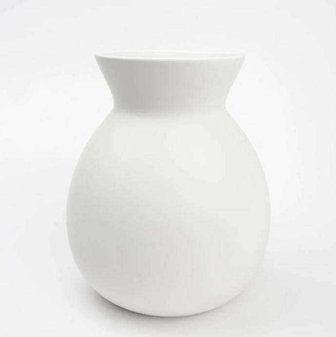 6.75in x 8in Solid White Finish Ceramic Vase - Perfect for Home Decor