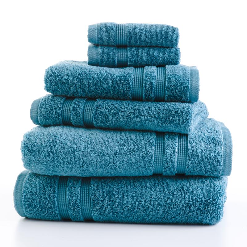 Mainstays Performance Anti-Microbial Solid 6 Piece Towel Set, Aqua