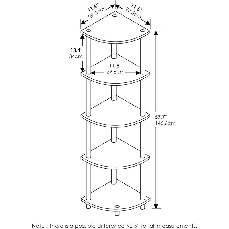 5 Tier Corner Display Rack Multipurpose Shelving Unit, 1-Pack, Espresso Black